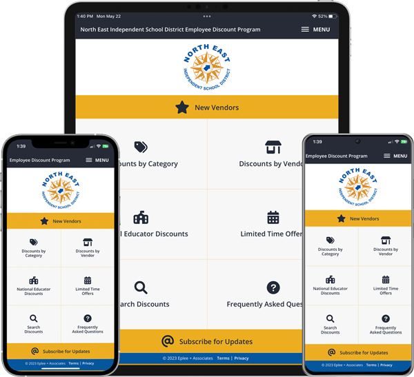 NEISD Employee Discount Program Mobile App Screenshots